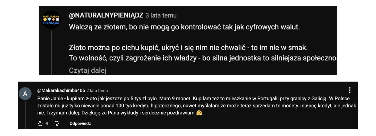 Komentarze subskrybentów YouTube — Klub Milionerstwo
