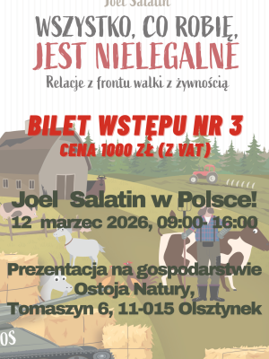 Bilet wstępu na prezentację Joela Salatina 12 III 2026